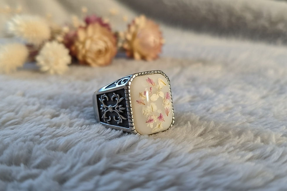 Muttermilchschmuck Fingerring „Silvi“ – Titan Edelstahl Stahl