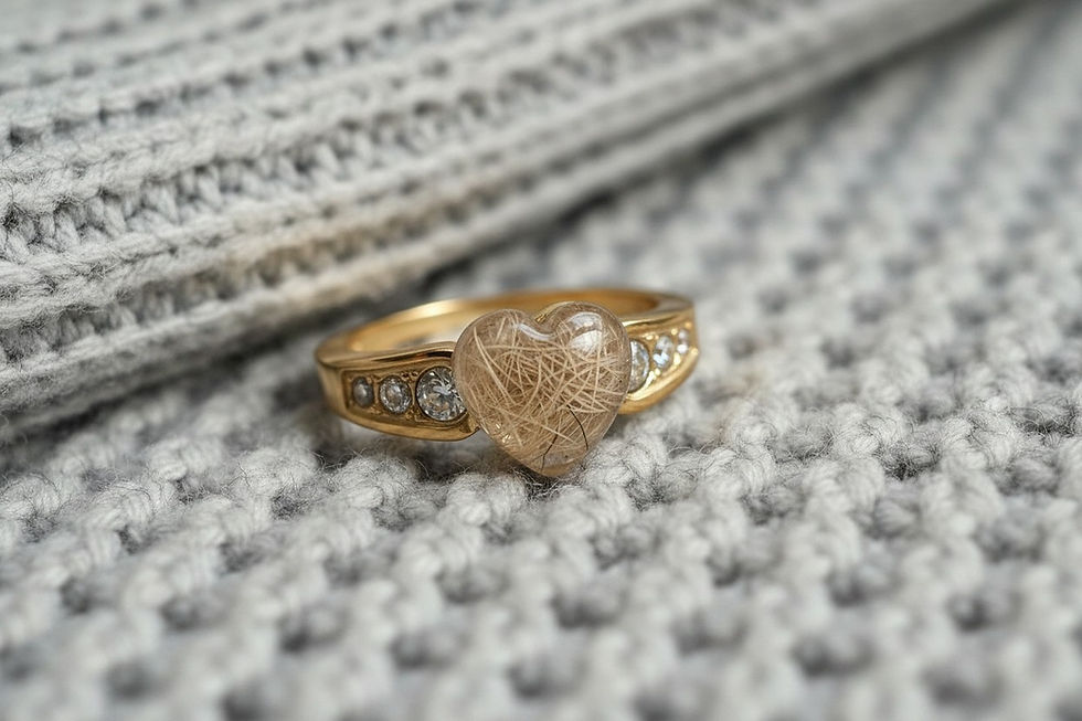 Tierhaarschmuck Fingerring Valora mit einem Herz Fell Stein