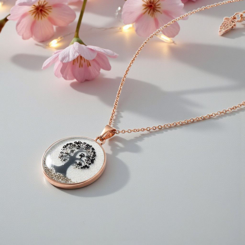 Muttermilchschmuck 925er Halskette Danilo mit Nabelschnur als Baum