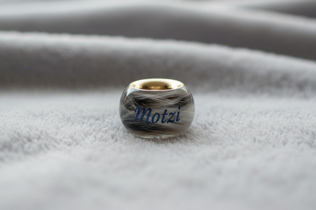 tierhaarschmuck Charm Perle mit Fell