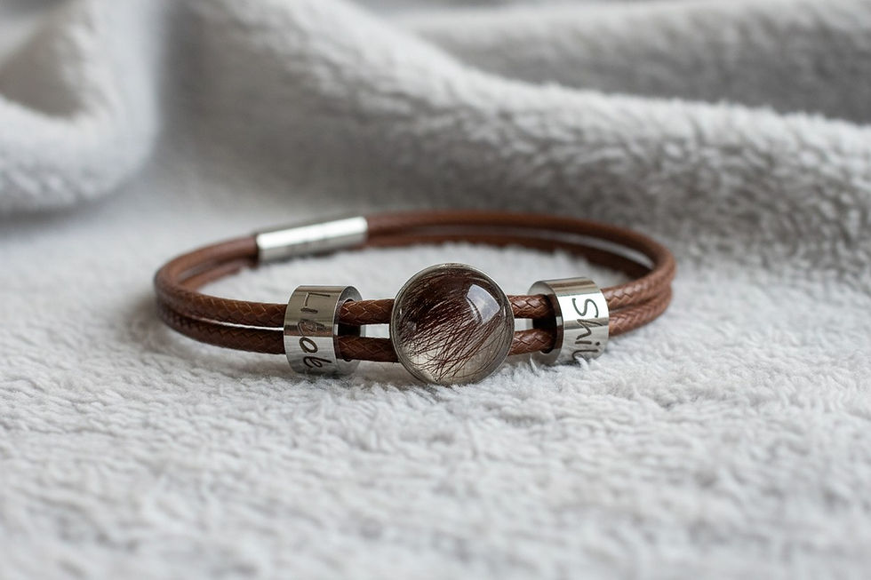 Tierhaarschmuck Armkette Goldi mit Cabochon 14mm