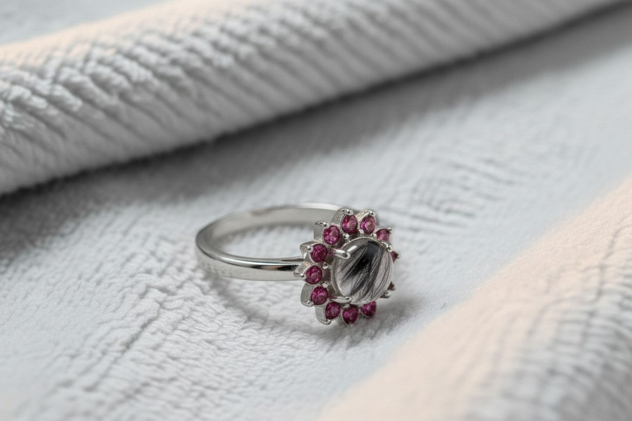 Tierhaarschmuck Fingerring "Sibylle" mit Fell