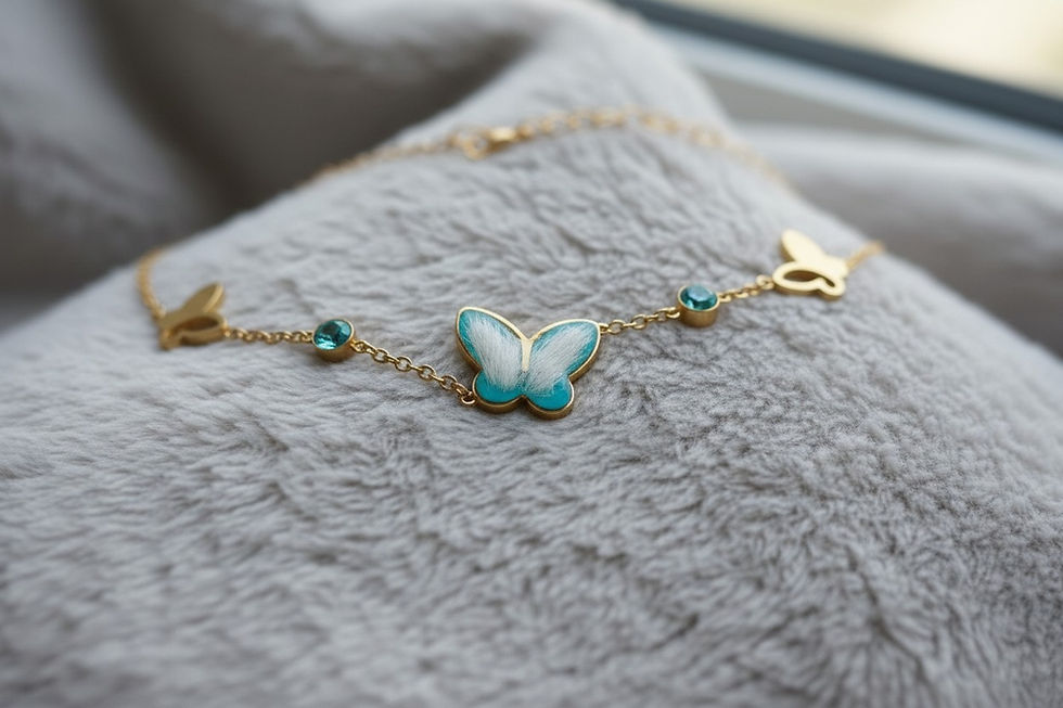 Tierhaarschmuck Armkette „Butterfly“ mit Fell und Monatssteinen