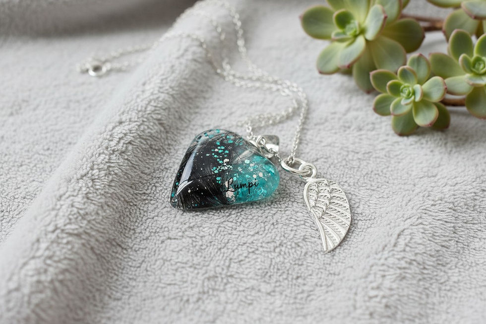 Tierhaarschmuck Sabrina Herz 24x24mm mit Flügel