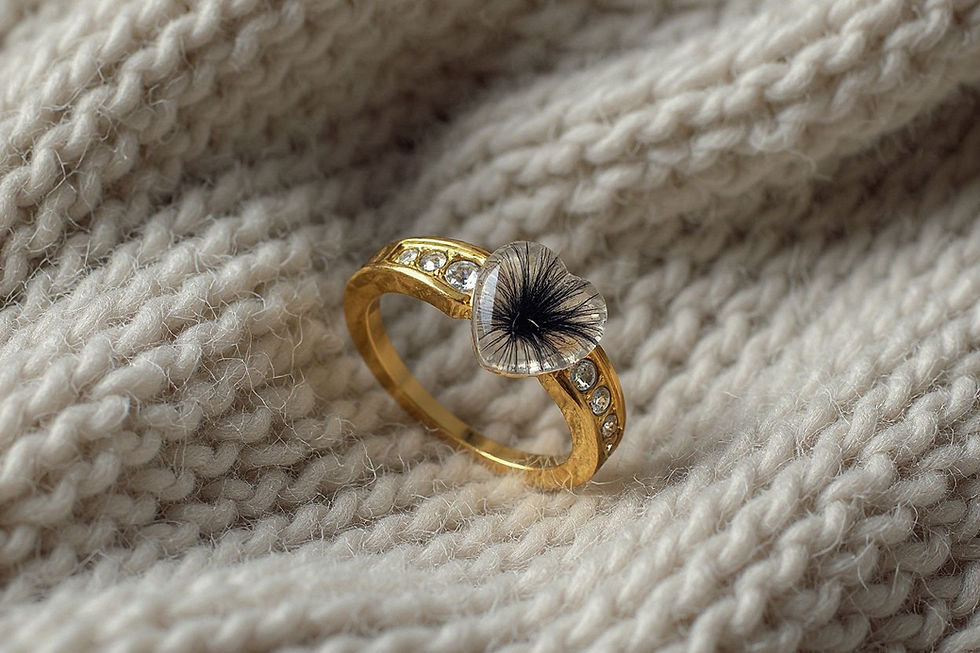 Miniaturbild: Tierhaarschmuck Fingerring Valora mit einem Herz Fell Stein