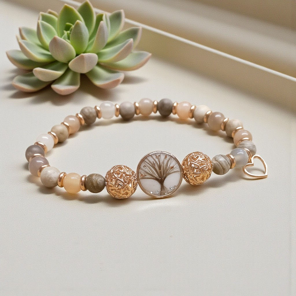 Muttermilchschmuck Armkette Perlenzauber mit einem Haar Baum