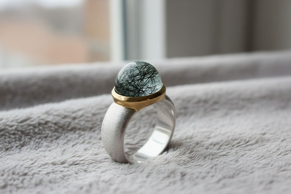 Miniaturbild: Tierhaarschmuck Fingerring 925er Stella mit Transparenter Hintergrundfarbe