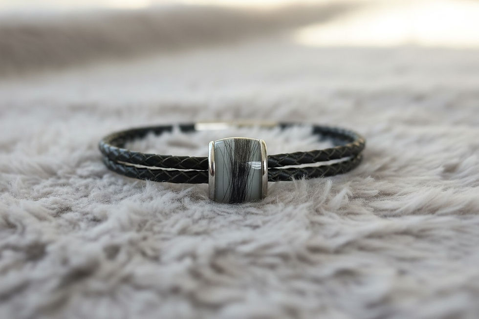 Tierhaarschmuck Armkette Goldi Flache Charm Perle 10x14mm