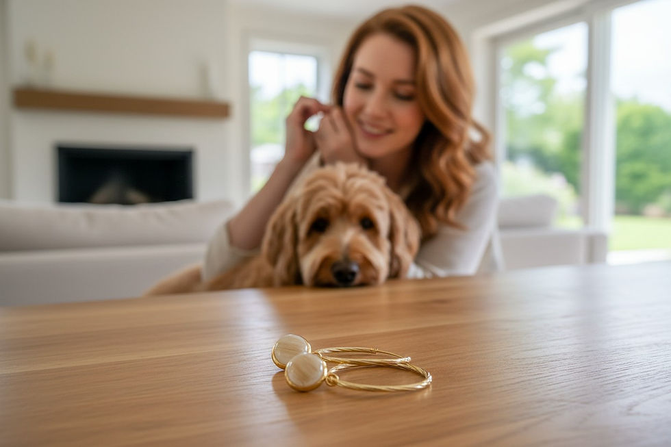 Tierhaarschmuck Ohrringe Elenora mit Fell Medaillon