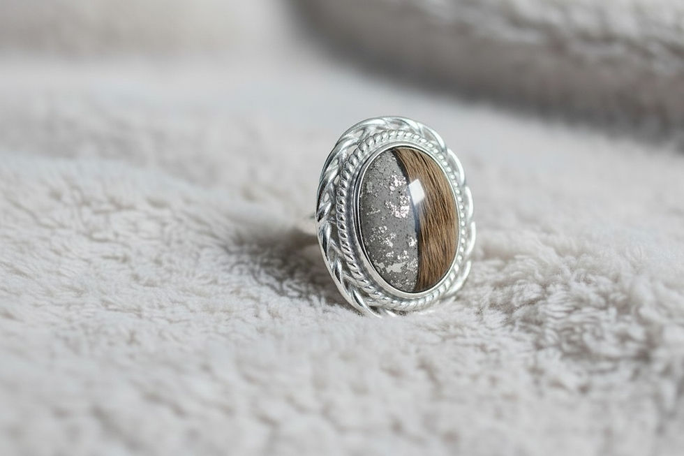 tierhaarschmuck fingerring 925er bärti mit fell