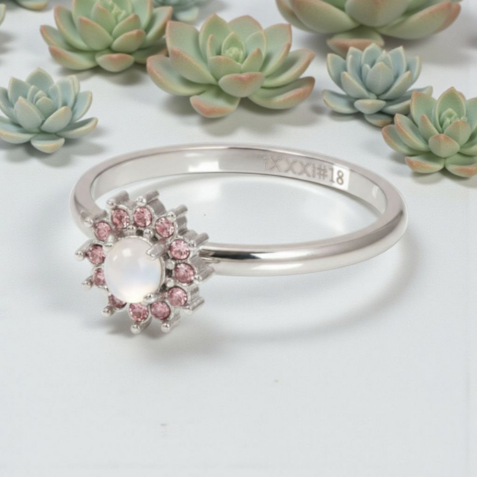 Muttermilchschmuck Fingerring Sibylle mit rosé Zirkonias