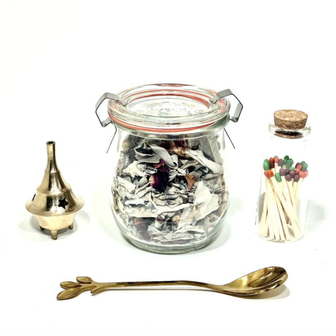 Floral Sage Smudge Jar
