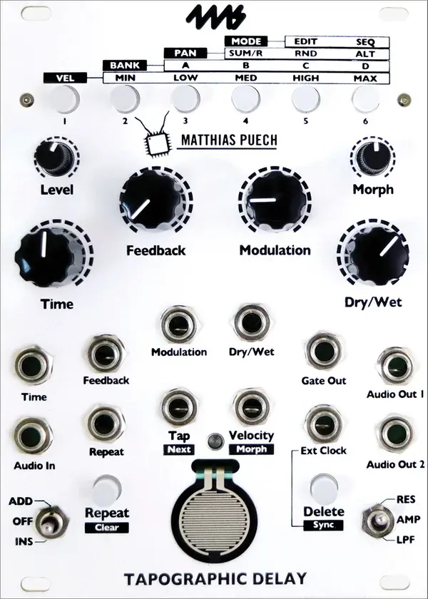 4ms Company Tapographic Delay front panel