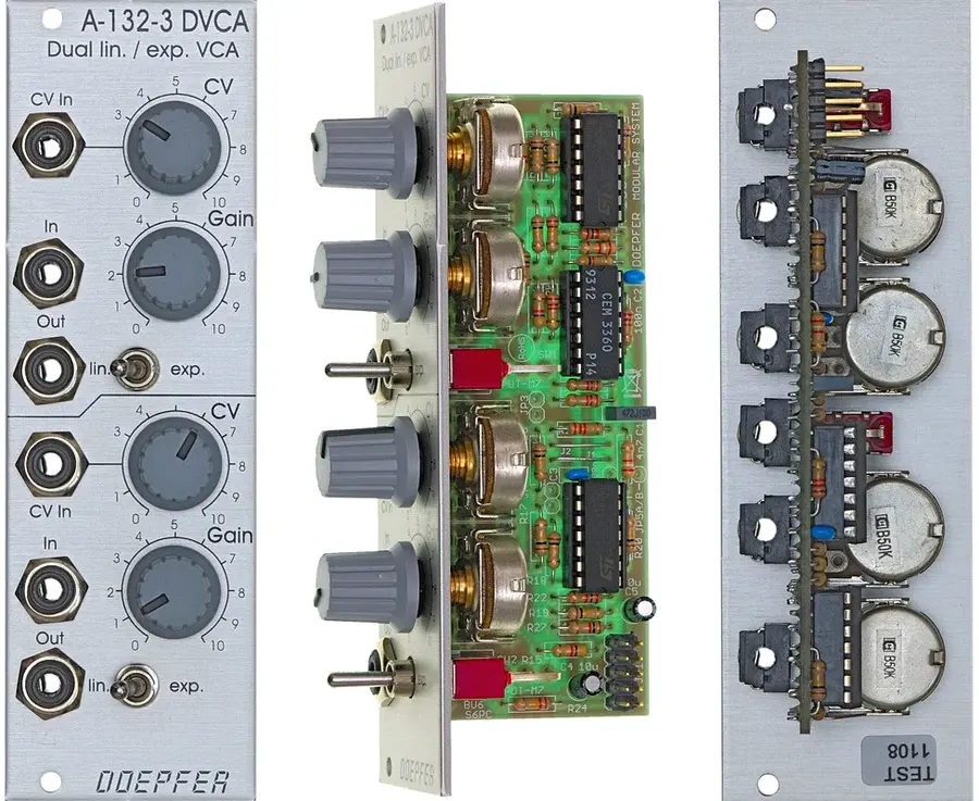 Doepfer A-132-3 Dual lin/exp. VCA front panel