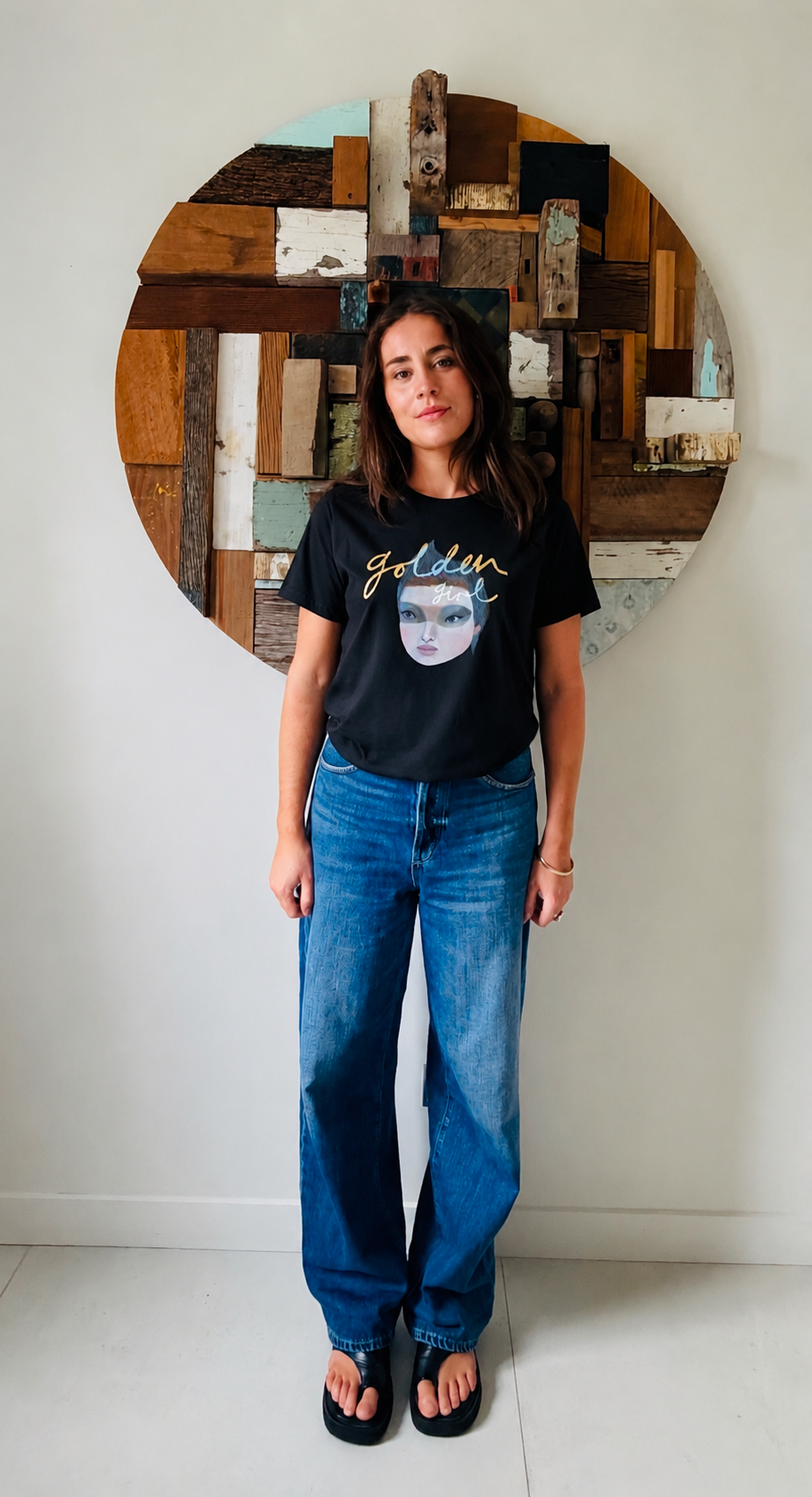 Golden girl black tee