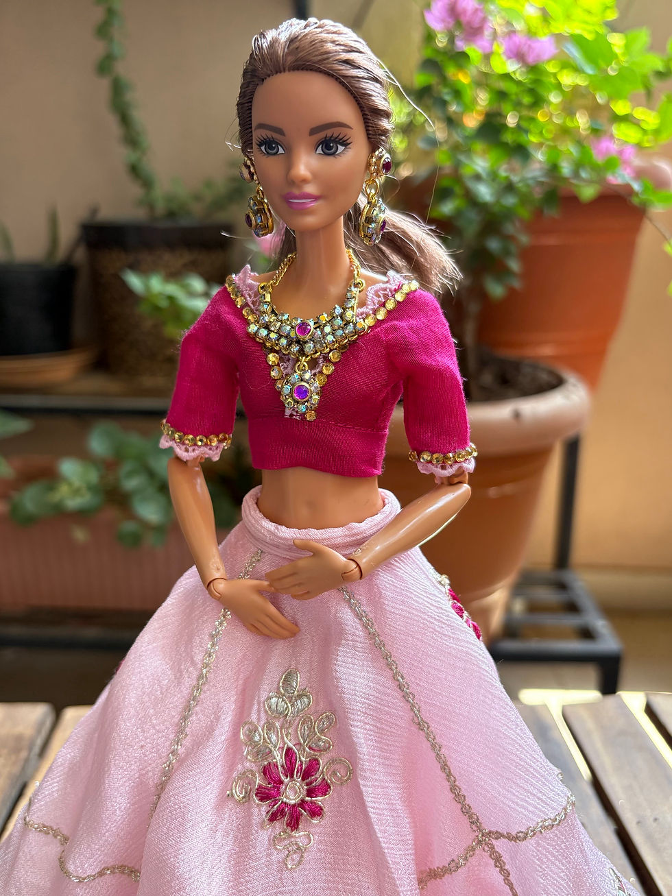 Thumbnail: Blush Pink Floral Embroidered Lehenga.
