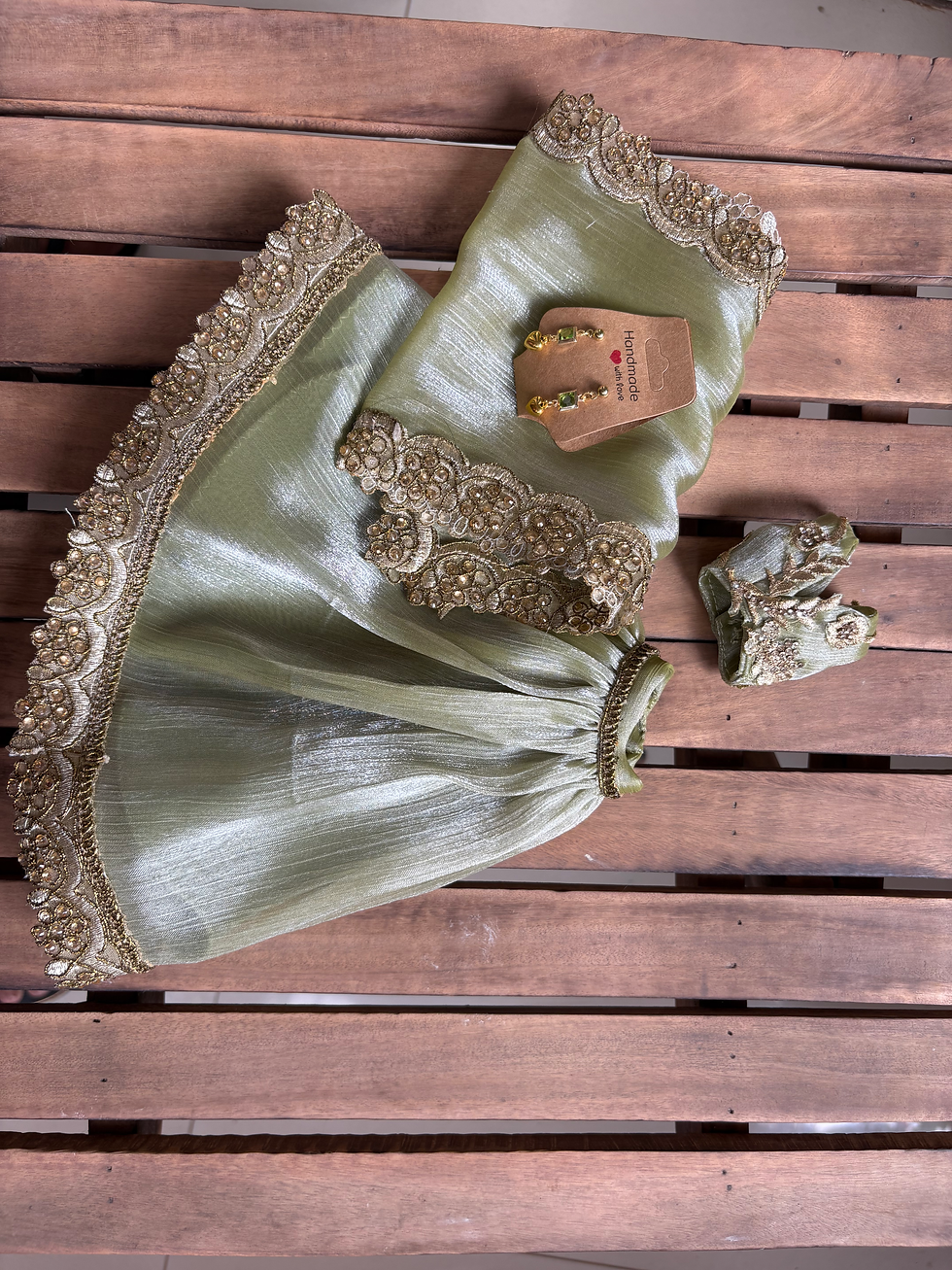 Thumbnail: Sage Green Gold Lehenga.