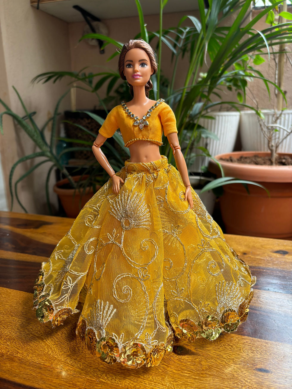 Thumbnail: Mustard Yellow Lehenga Dress.