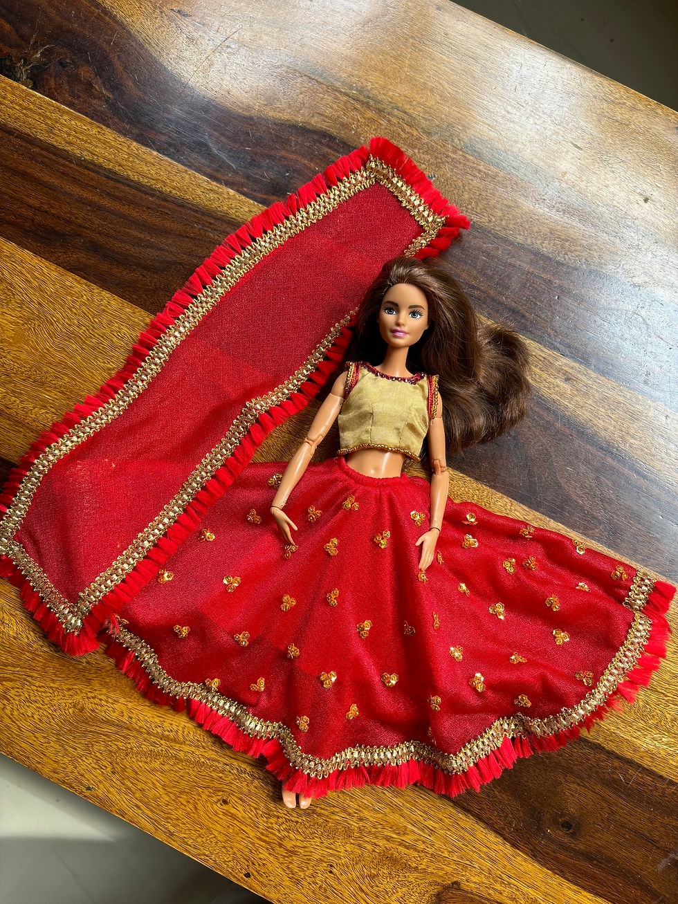 Thumbnail: Red and Golden Wedding Dress.
