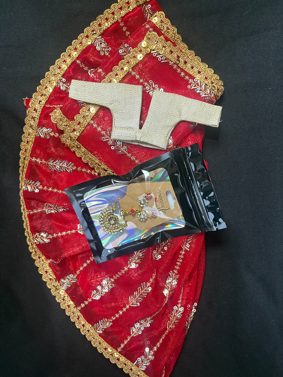 Thumbnail: Red and Gold Festive Lehenga.