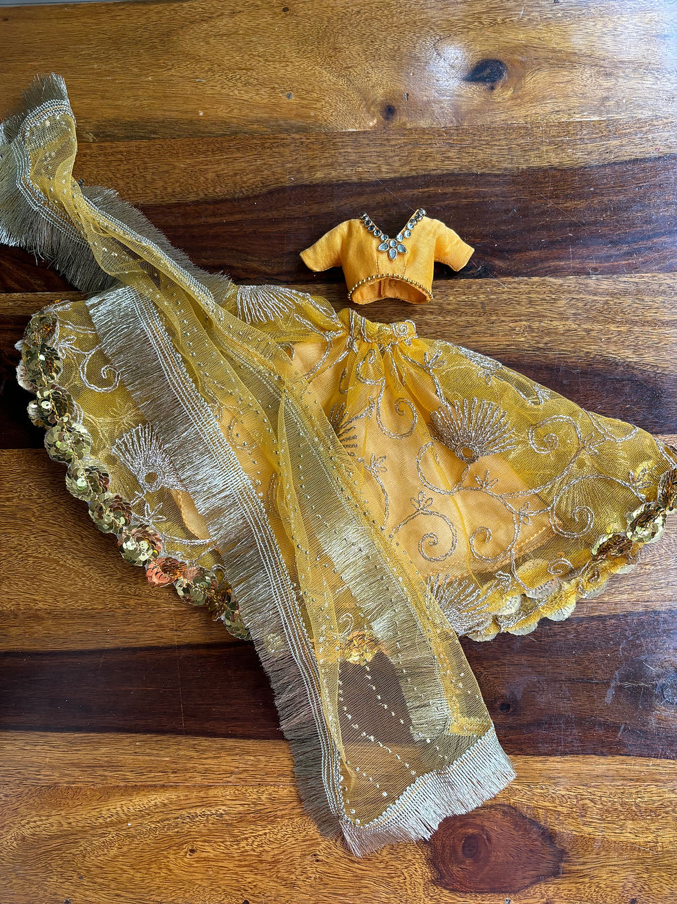 Thumbnail: Mustard Yellow Lehenga Dress.