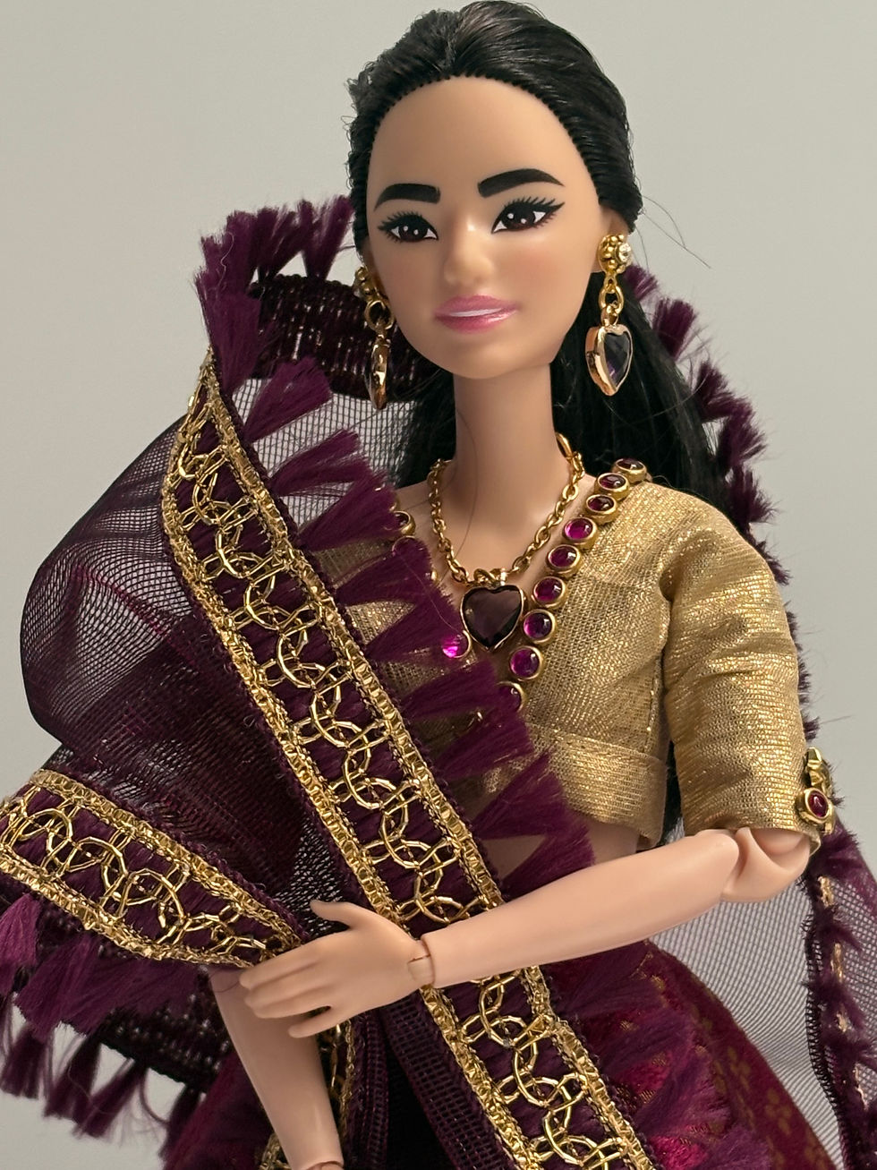 Thumbnail: Wine and Gold Traditional Lehenga Set with Jewelry.