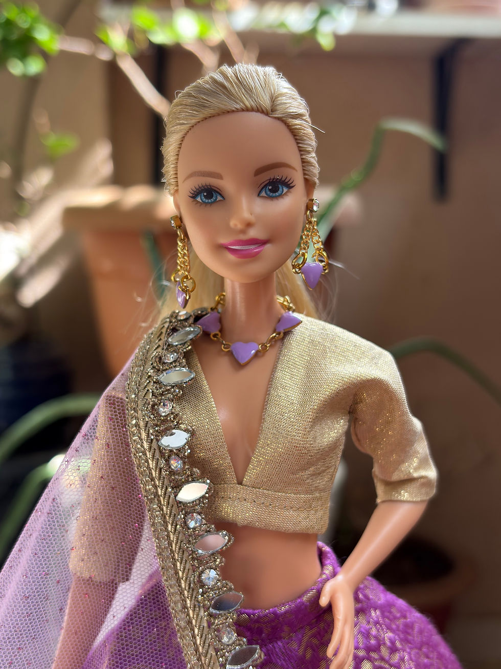 Thumbnail: Royal Purple Brocade Lehenga Set with Jewelry.