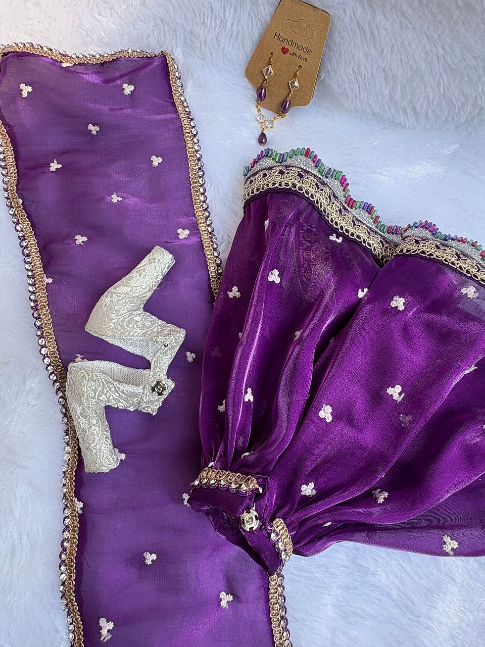 Thumbnail: Royal Purple and Silver Lehenga Set with Jewelry