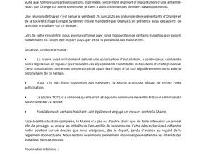 Information aux rubelloises et rubellois concernant l'antenne Orange