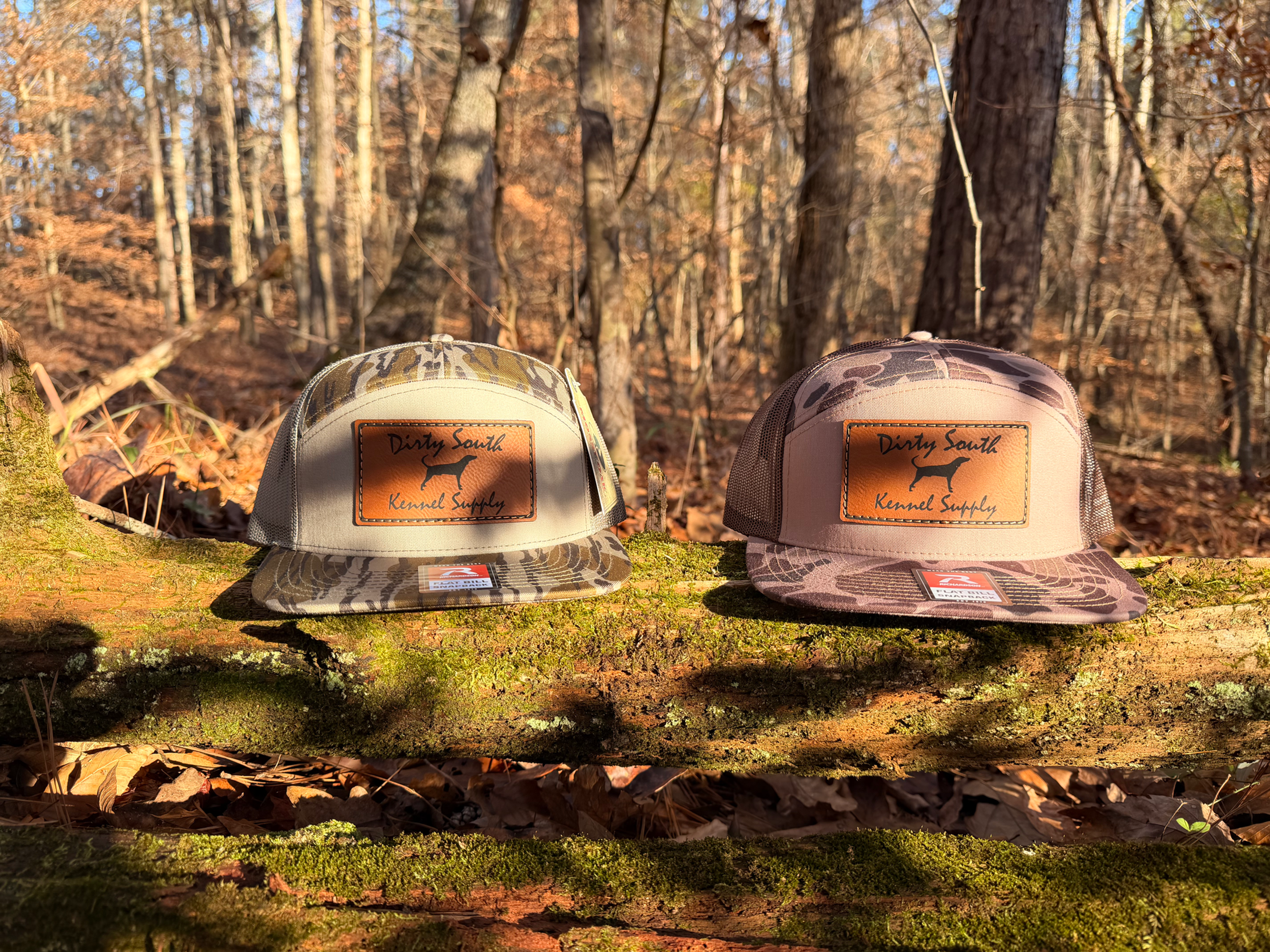 DIRTY SOUTH HAT - LEATHER PATCH 7 PANEL FLAT BILL