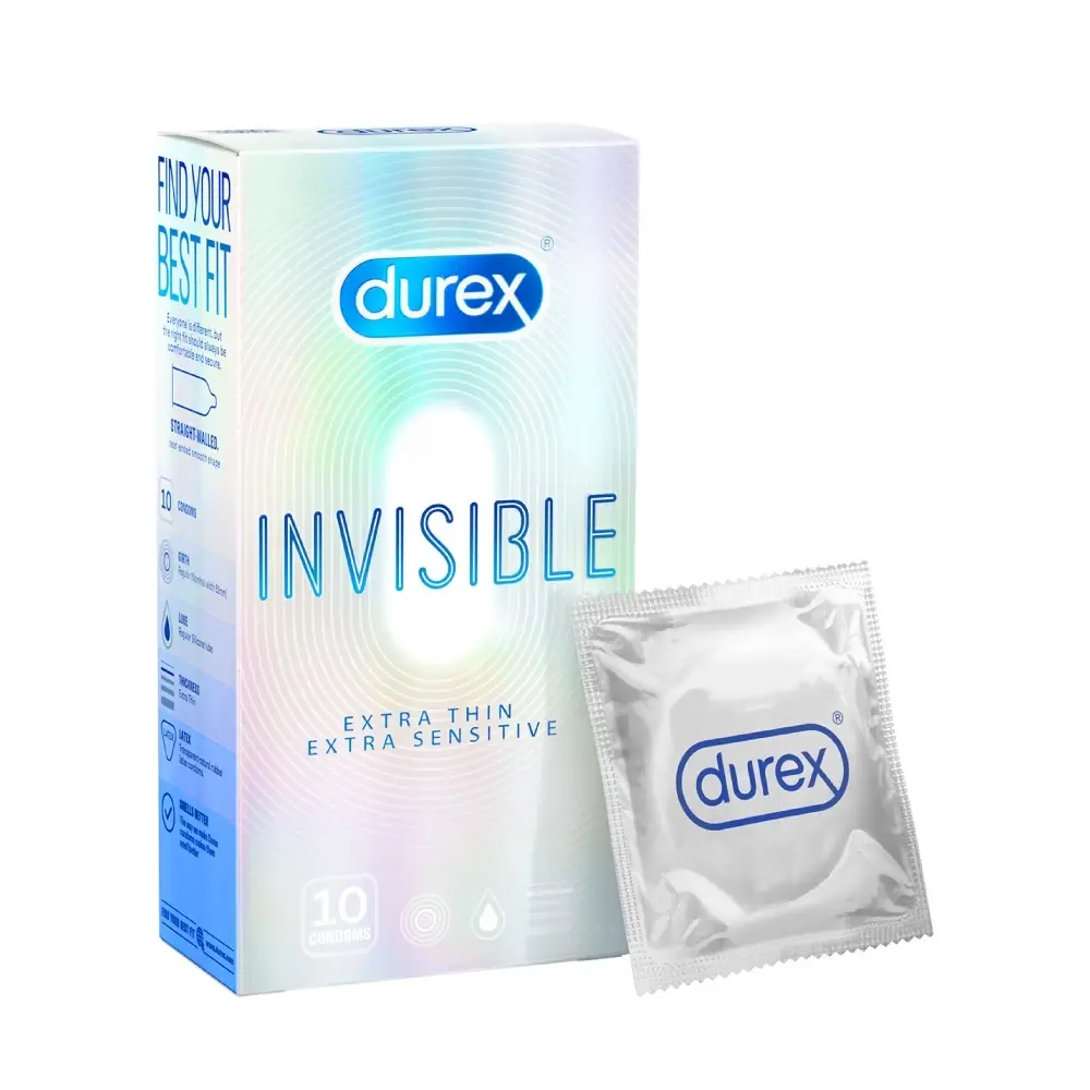Bao Cao Su Durex Invisible Extra Thin Extra Sensitive Hộp 10 Cái