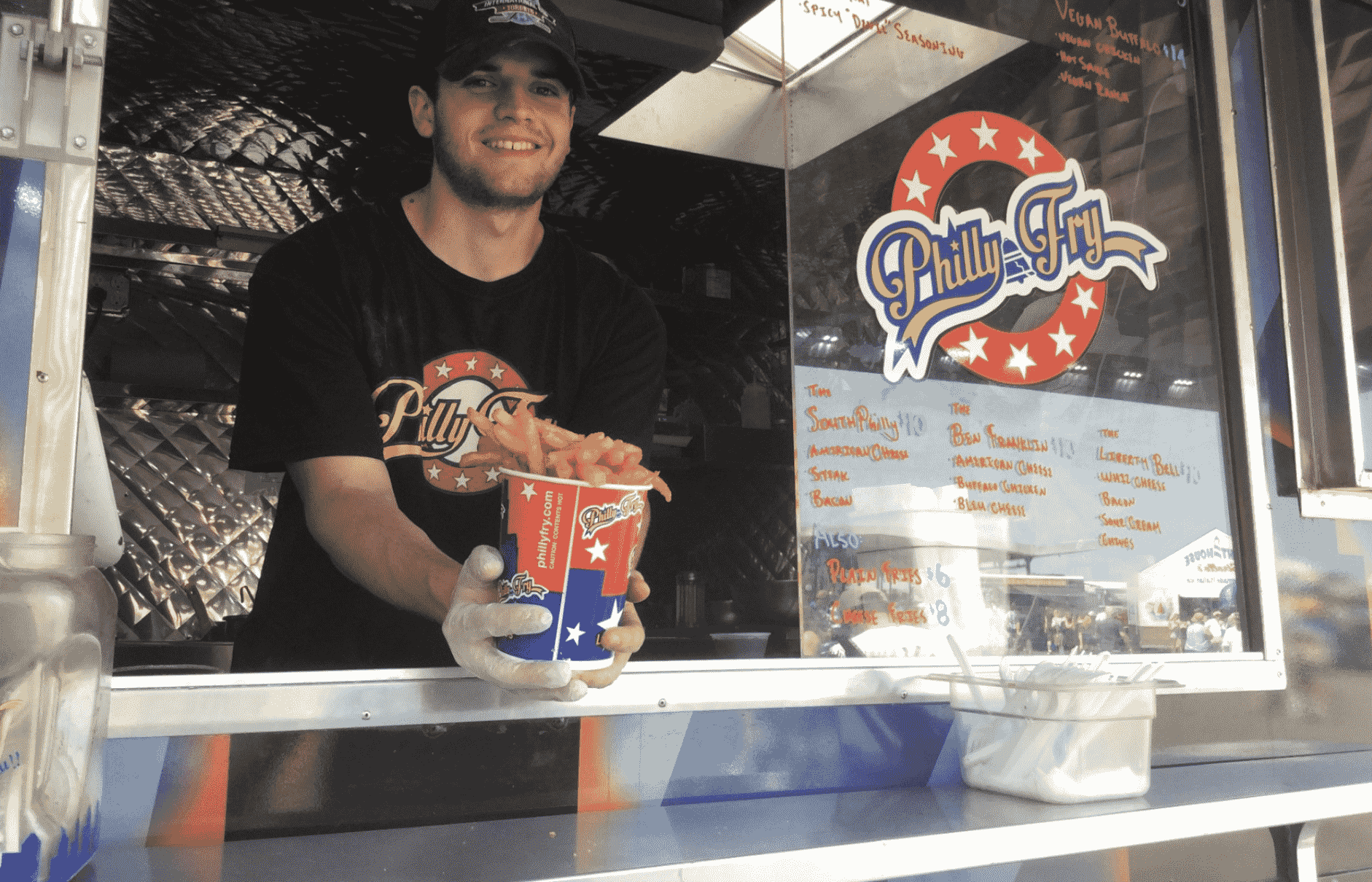 Corporate picnic catered by a barbecue food truck