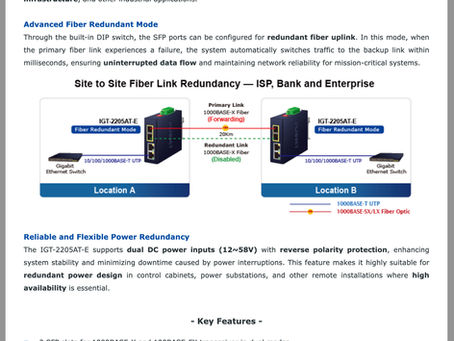 PLANET Product News | Compact Industrial Fiber Converter Built for Harsh Environments (IGT-2205AT-E)