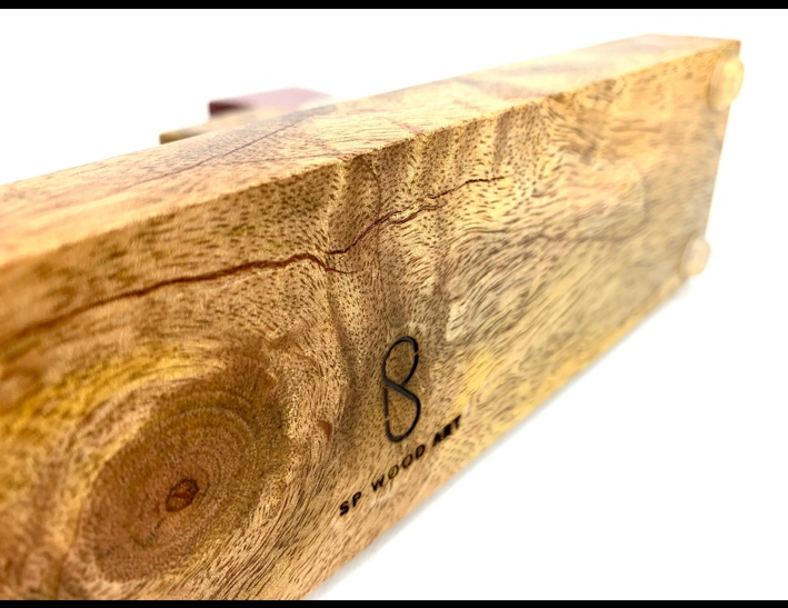 Thumbnail: Mango and Purpleheart Wood Clock and Pen Desk Set