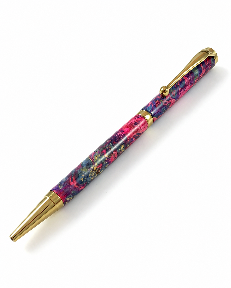 Thumbnail: Pink and Blue Box Elder Burl Twist Pen