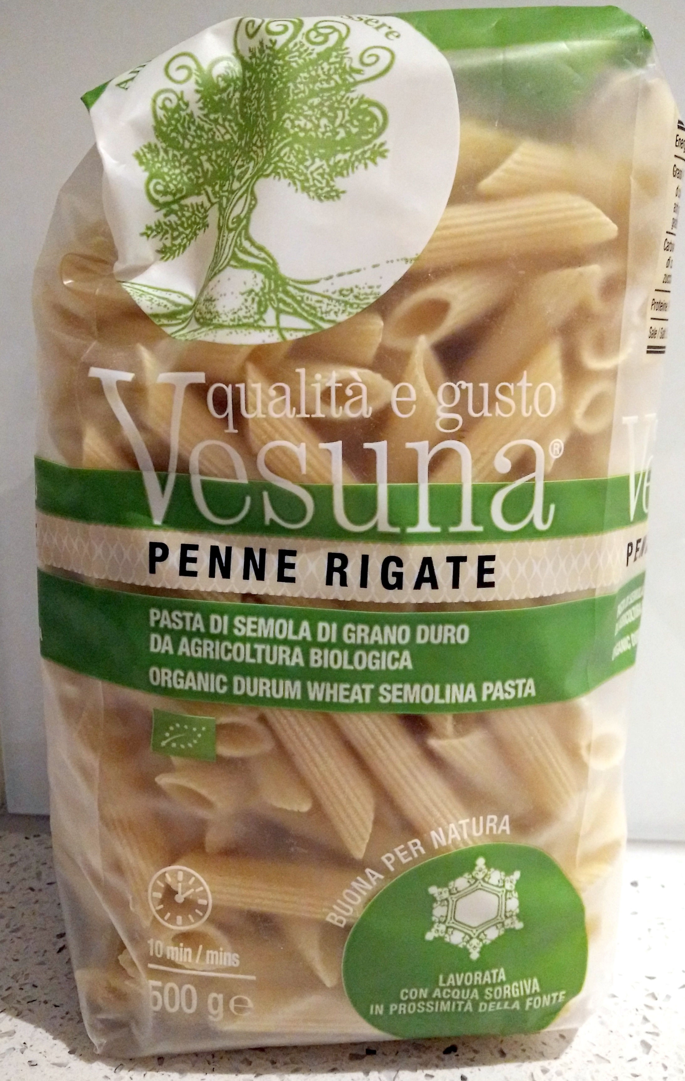 Vesuna Organic Penne Pasta 500g
