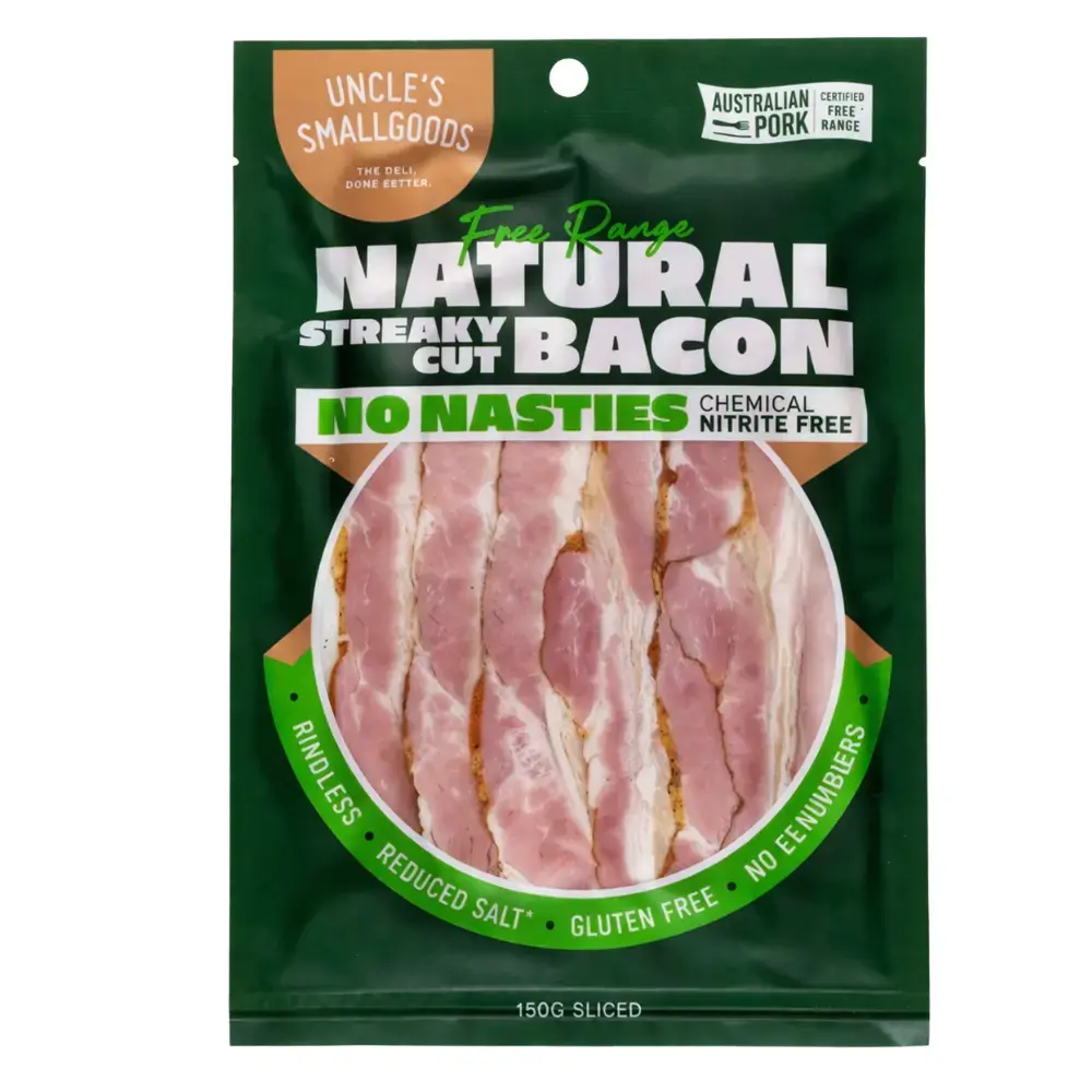 Uncles Smallgoods- Natural Streaky Bacon Sliced