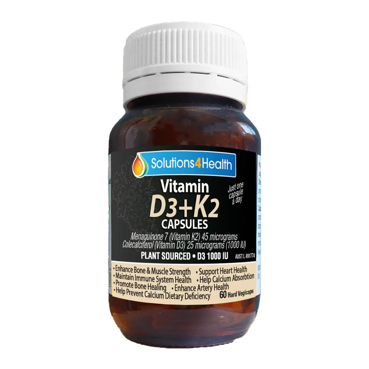 Solutions 4 Health- Vitamin D3 +K2 60 CAPSULES