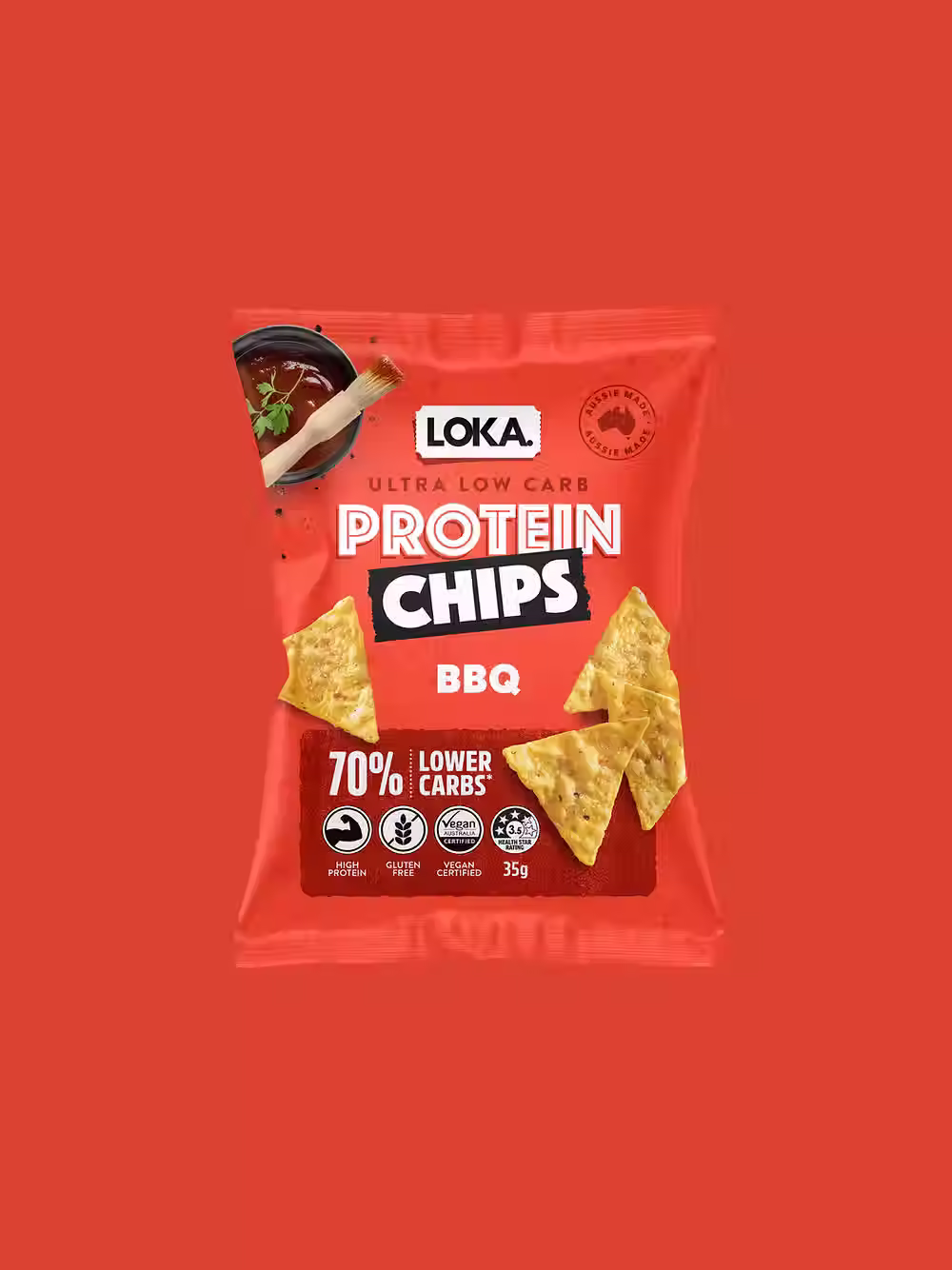 LOKA- Low Carb Protein Chips - BBQ 35g
