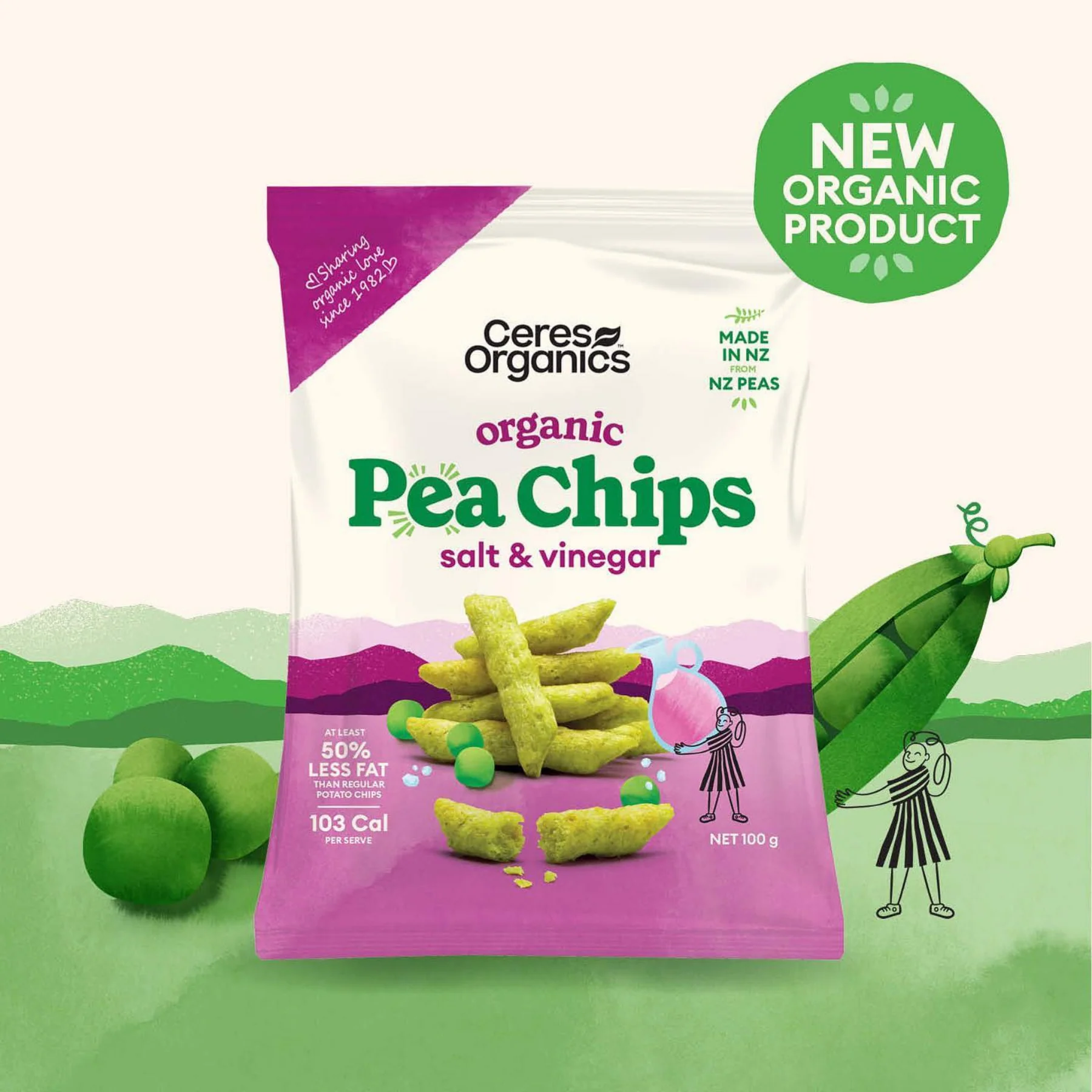 Ceres - Organic Pea Chips Salt & Vinegar 100g