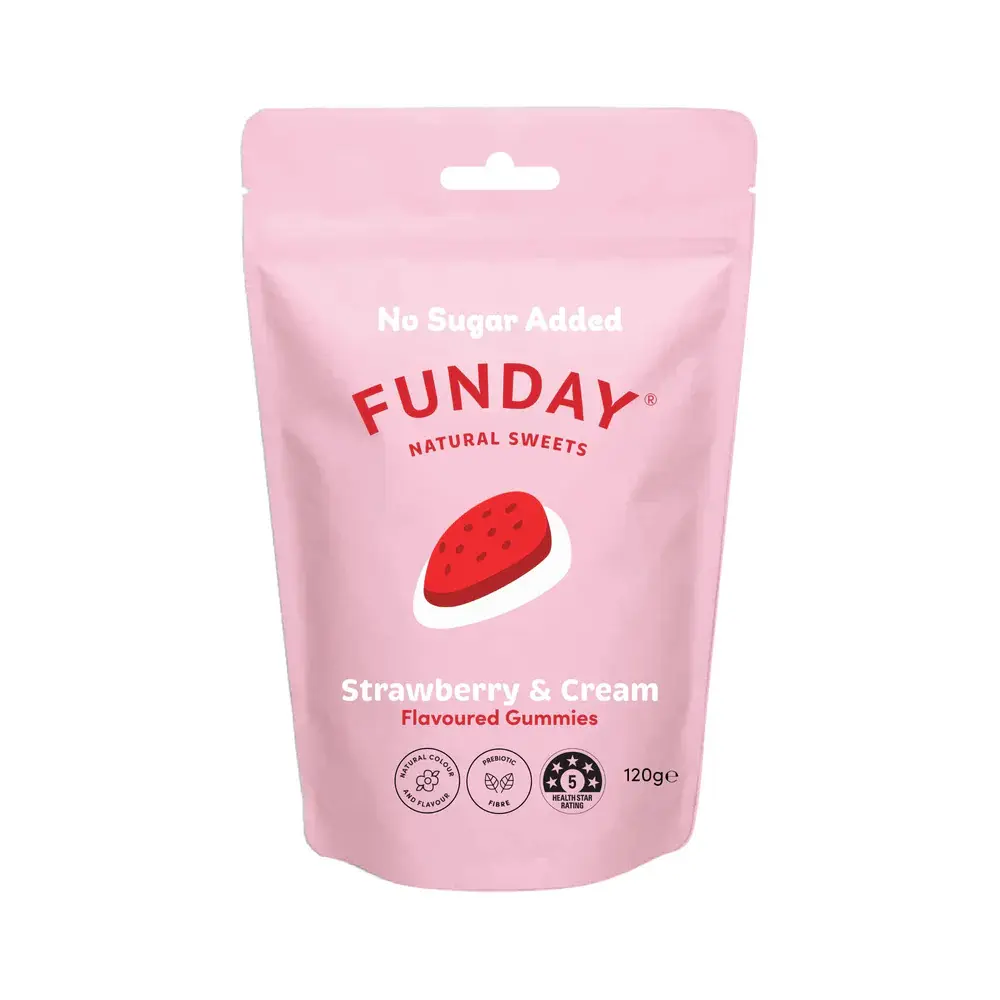 FUNDAY-Sweets Share Bag Strawberry & Cream 120g