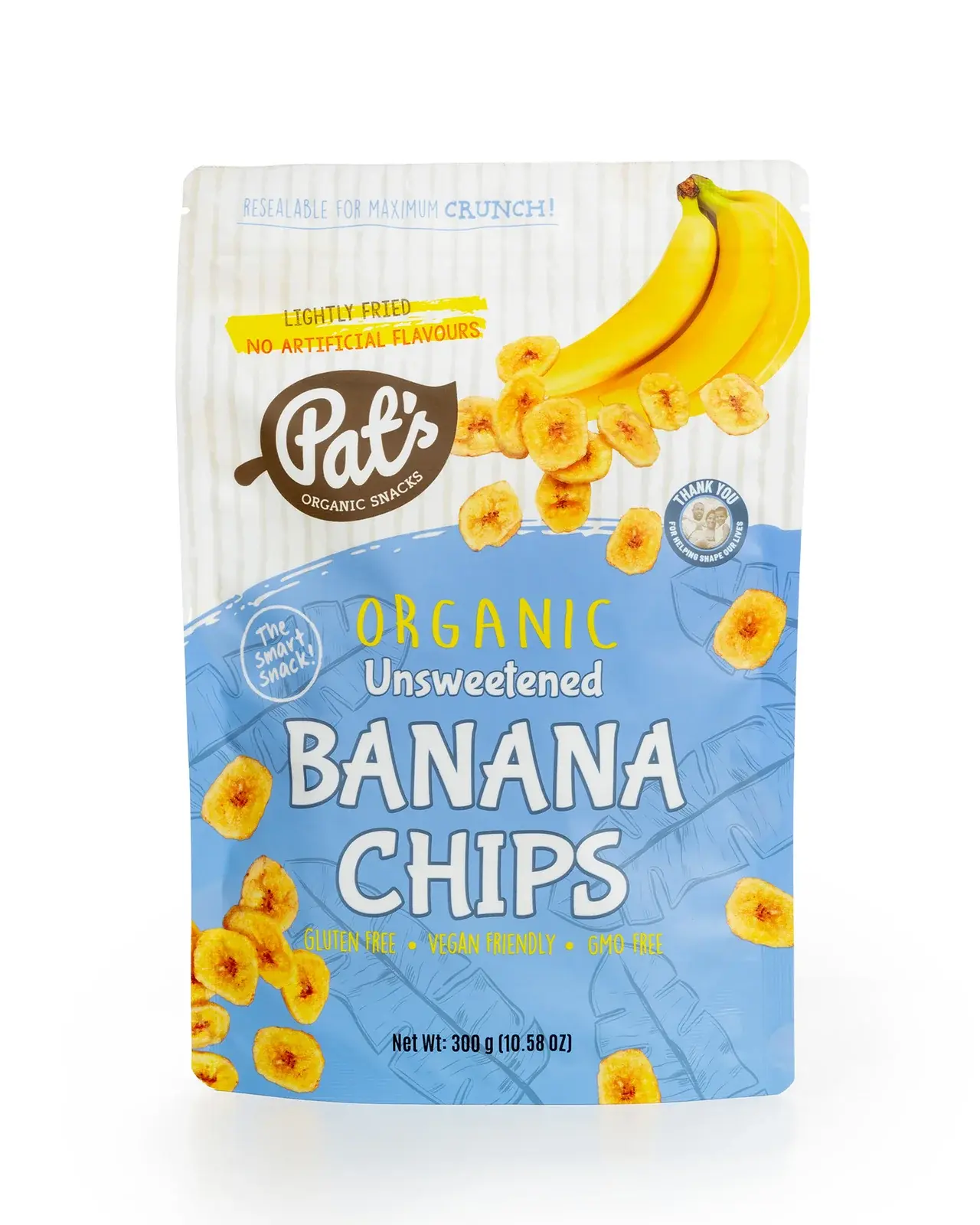 Pat's Organic- Organic Unsweetened Banana Chips 300g