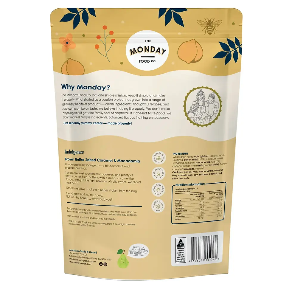 Thumbnail: The Monday Food Co- Brown Butter Salted Caramel & Macadamia Granola 300g