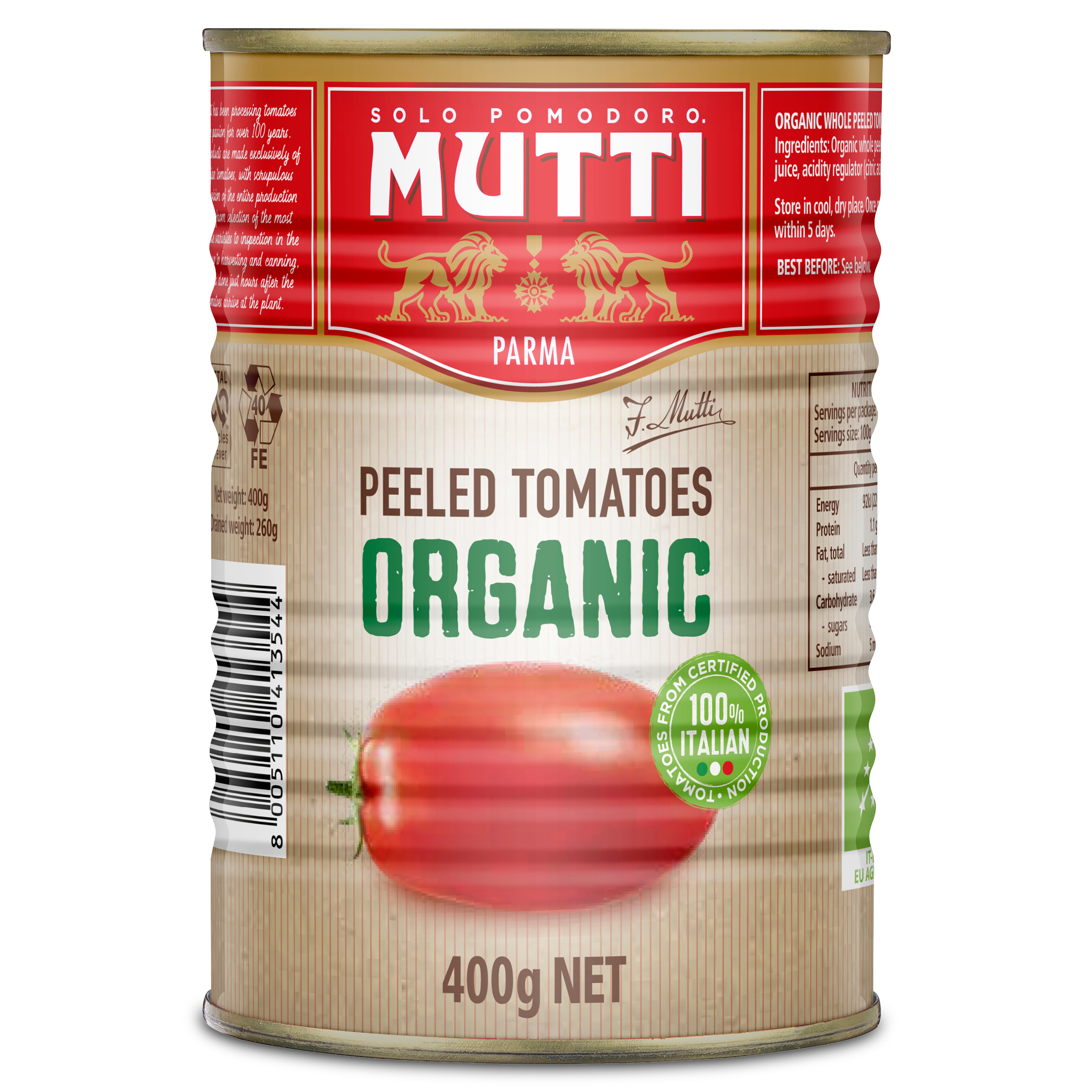 Mutti Organic Peeled Tomatoes - 400g