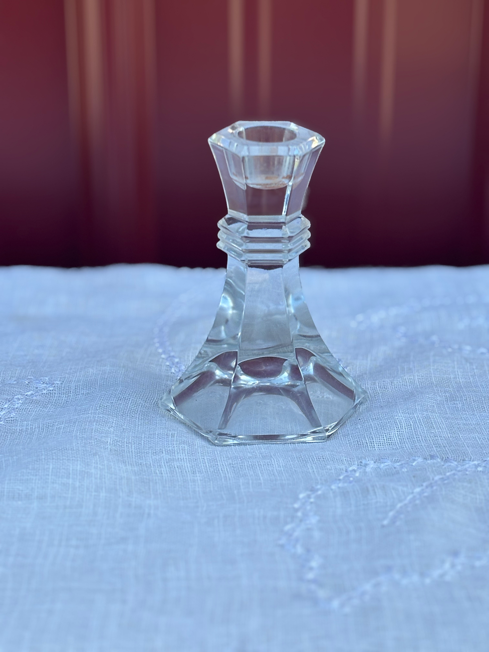 Thumbnail: Glass Candlestick Holders Hexagon Bottom 5"