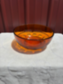 Indiana Glass Kings Crown Amber Thumbprint Punch Bowl