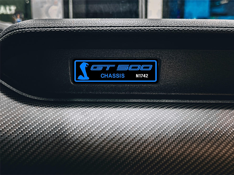 2020-2022 GT500 chassis number dash plaque vinyl overlay in grabber blue