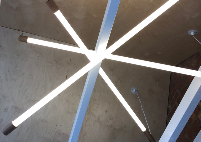 Ceiling light with Birch ply ceiling