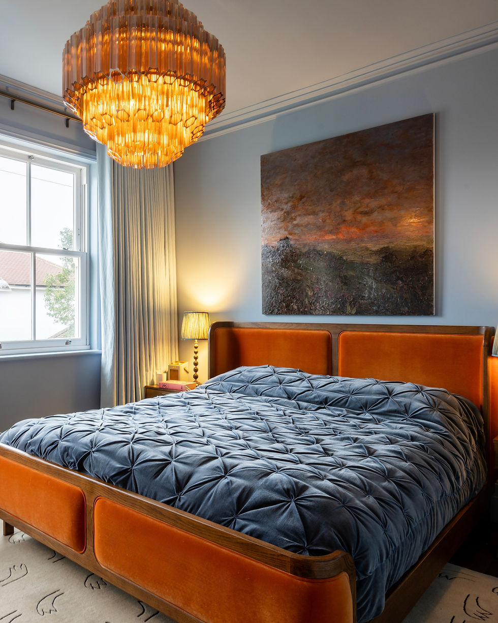 Statement lighting in a Master Suite renovation in Hove.