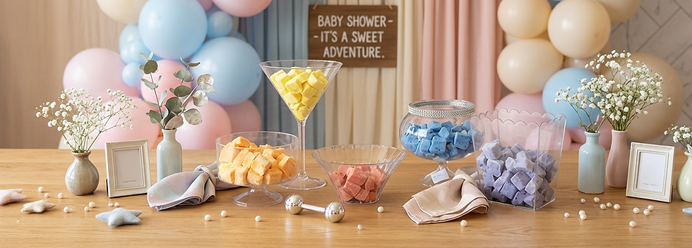 Mini marshmallows at a baby shower